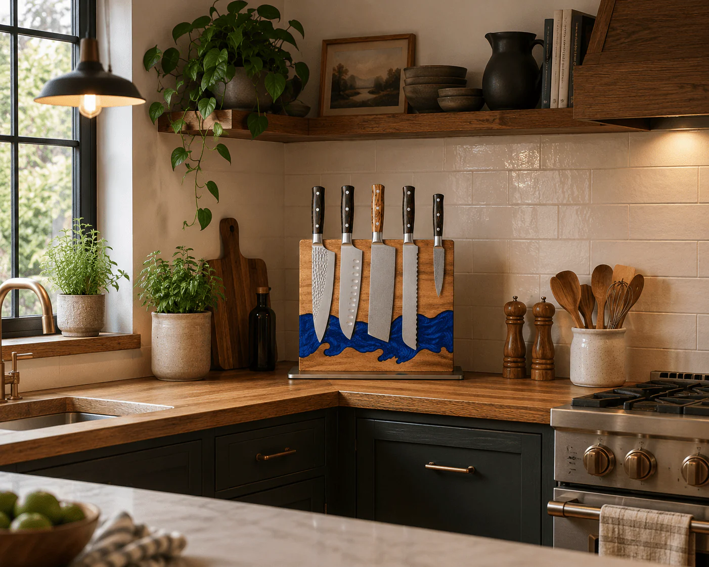 Epoxy Acacia Magnetic Knife Block - Image 2