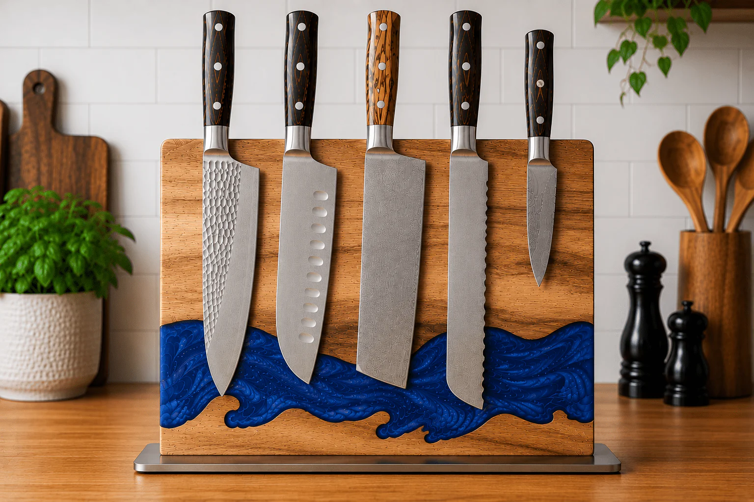 Epoxy Acacia Magnetic Knife Block - Image 3