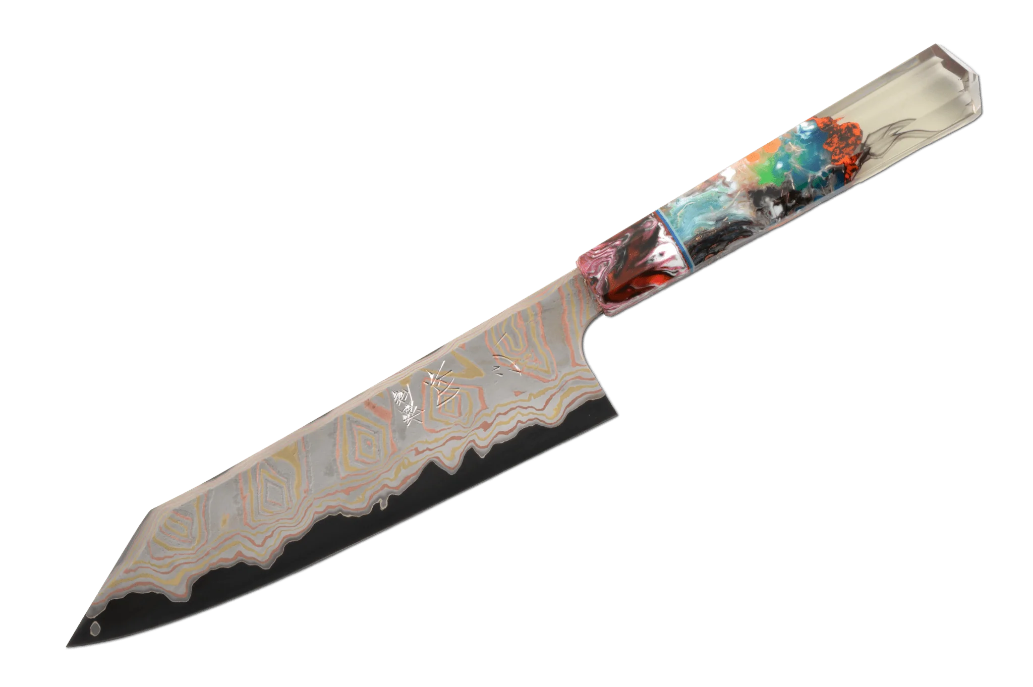 Irodori Ao2 Kurozome Custom Rainbow Damascus Kiritsuke 210mm
