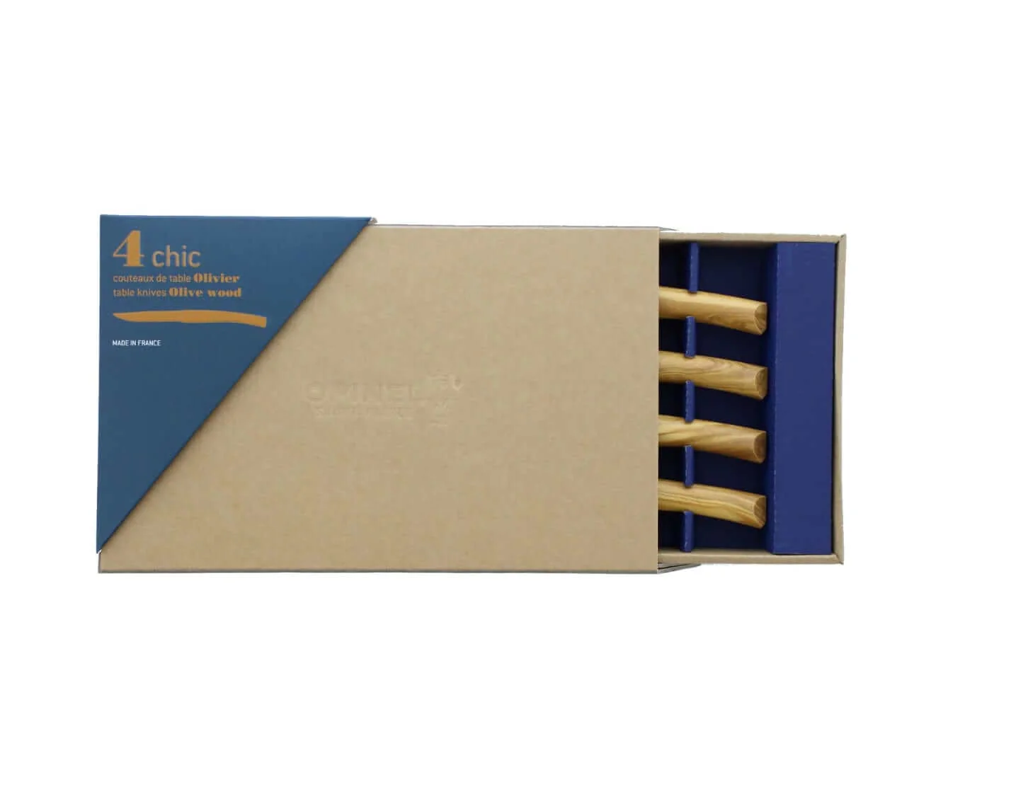 Olive Wood Chic II Steak Knives - Opinel 4 Piece Set - Image 3