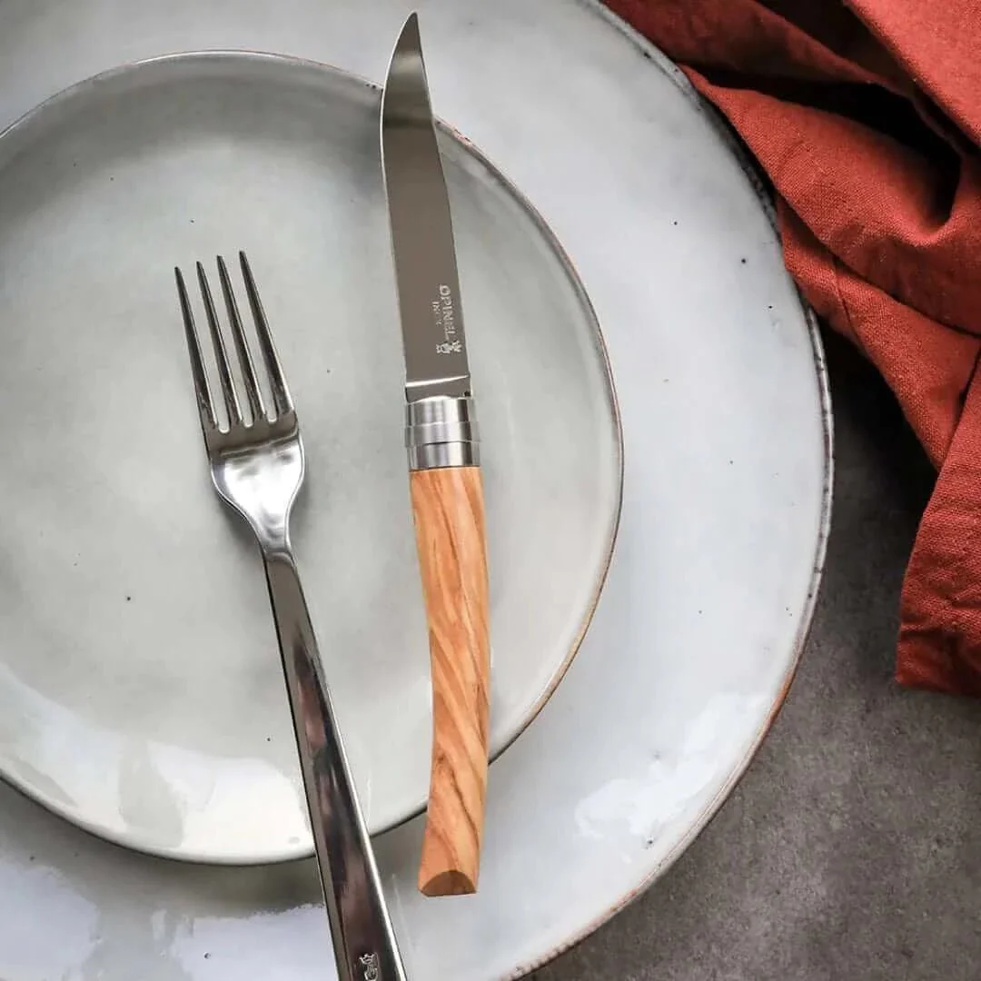 Olive Wood Chic II Steak Knives - Opinel 4 Piece Set - Image 4
