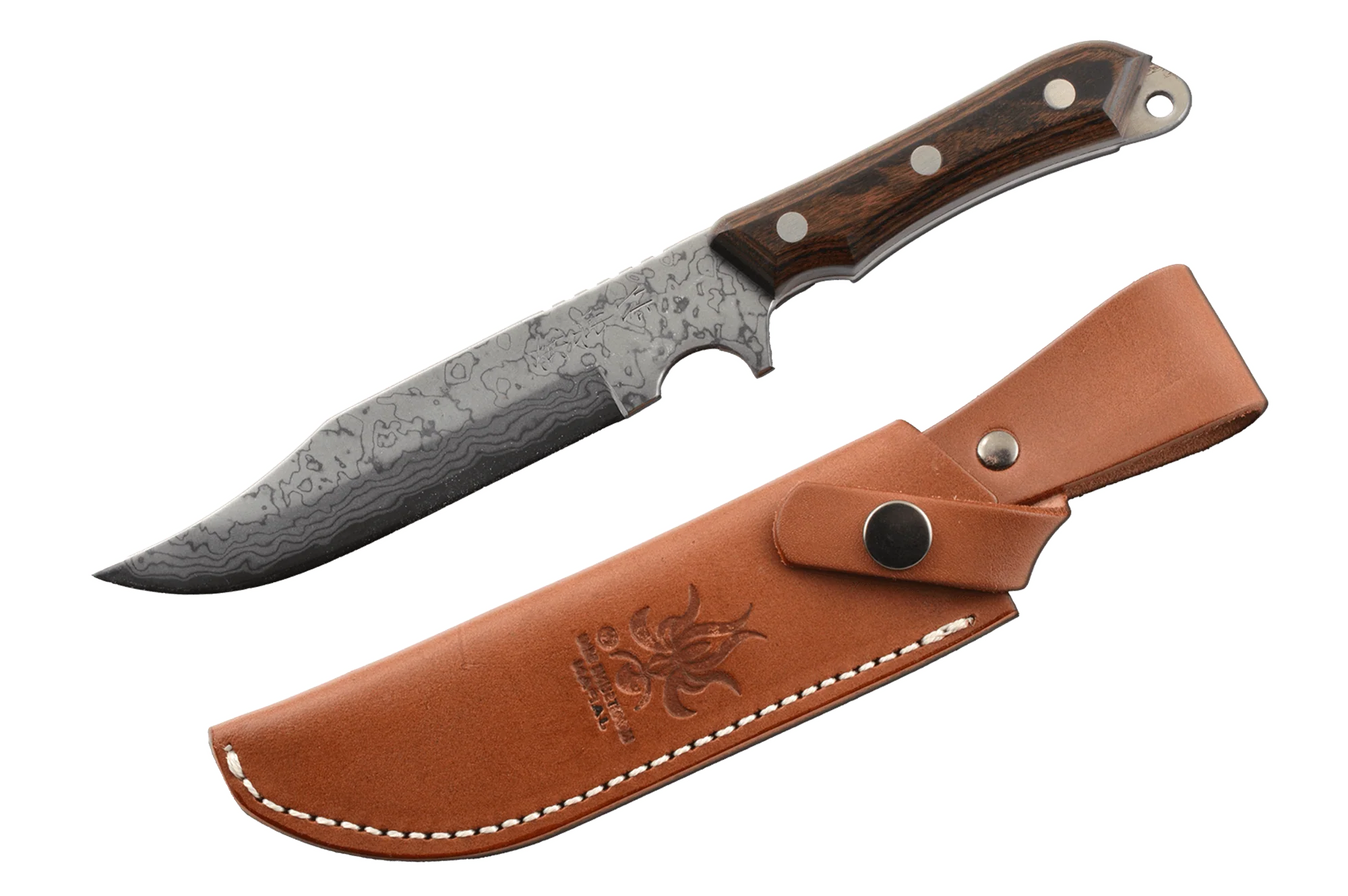 Seseragi Damascus AO Outdoor Hunting Clip Knife 125mm